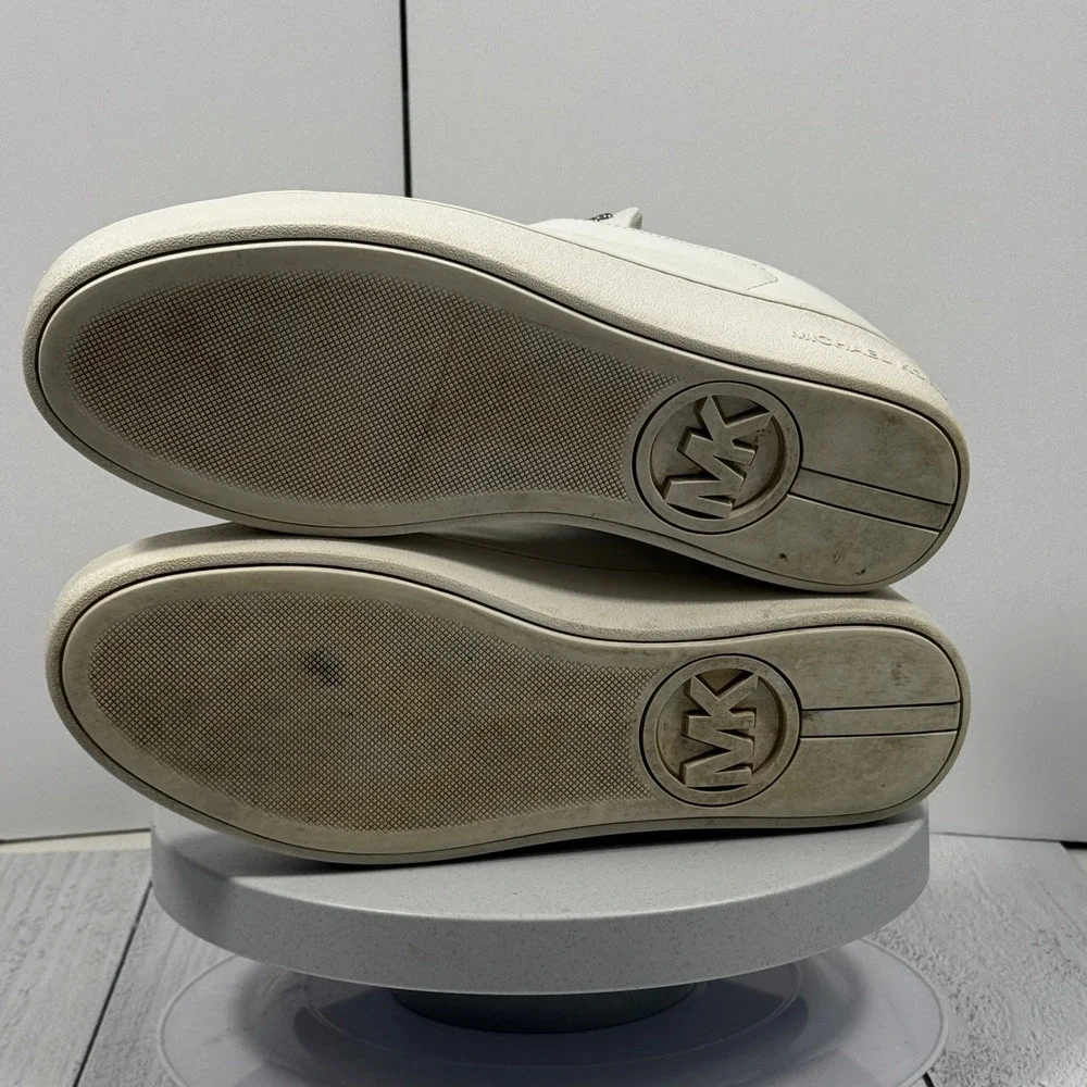 Michael Kors Women‎ Sneakers 10M White Leather Studded Platform Lace Up